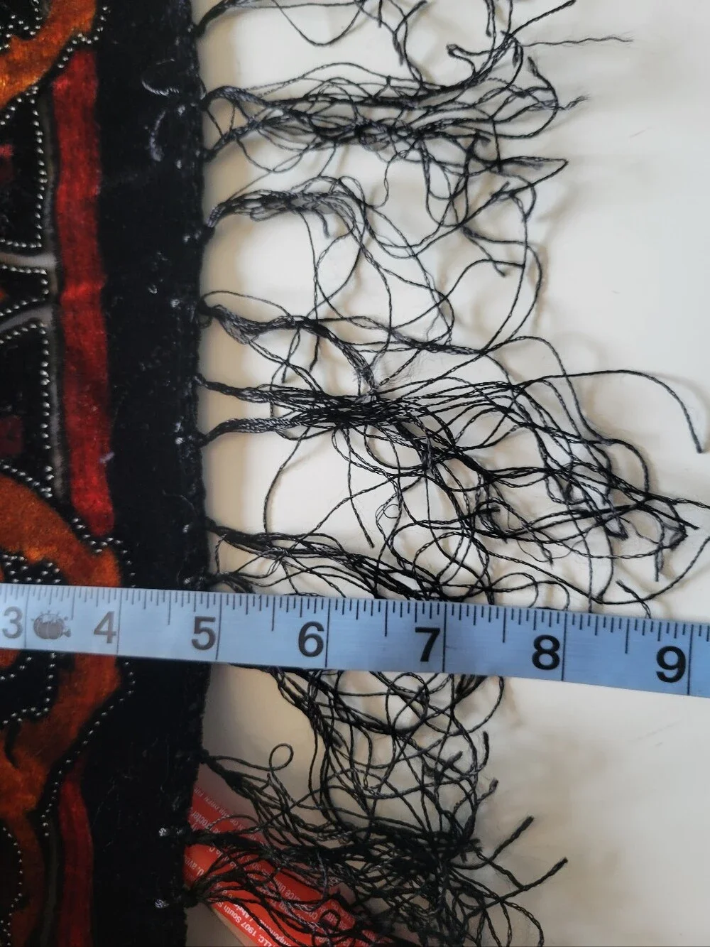 Burnout Velvet Silk Blend Fringe Goth Scarf